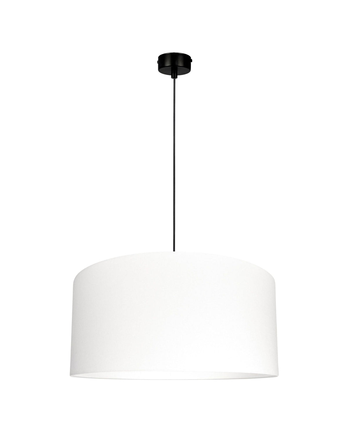 Base – lampa wisząca z walcowym abażurem z białej bawełny