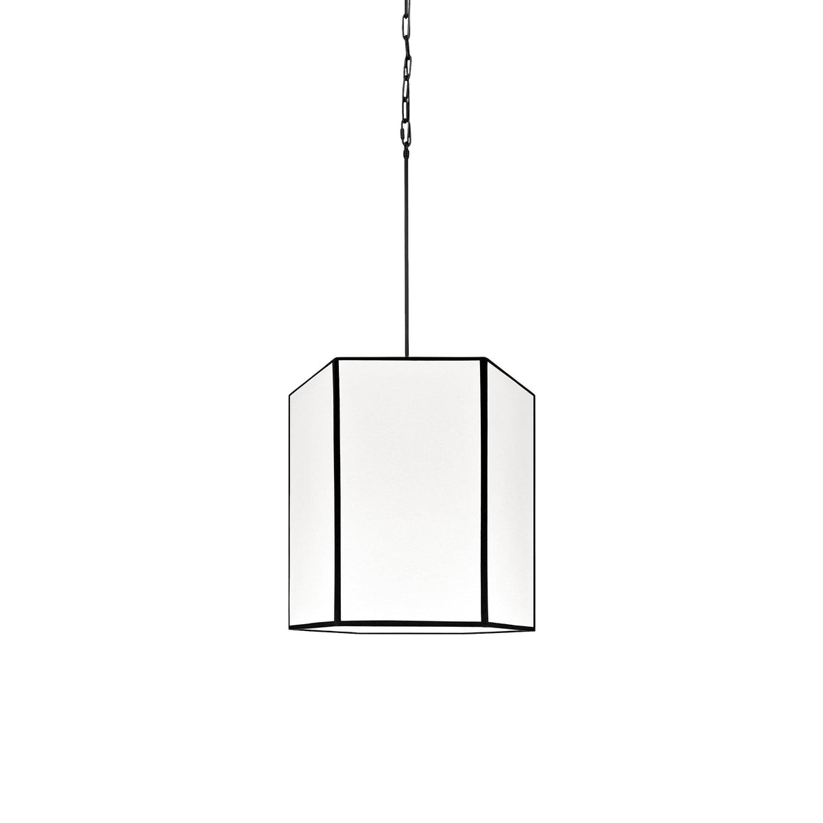 Gabia – sześciokątna lampa wisząca z bawełny z czarną lamówką