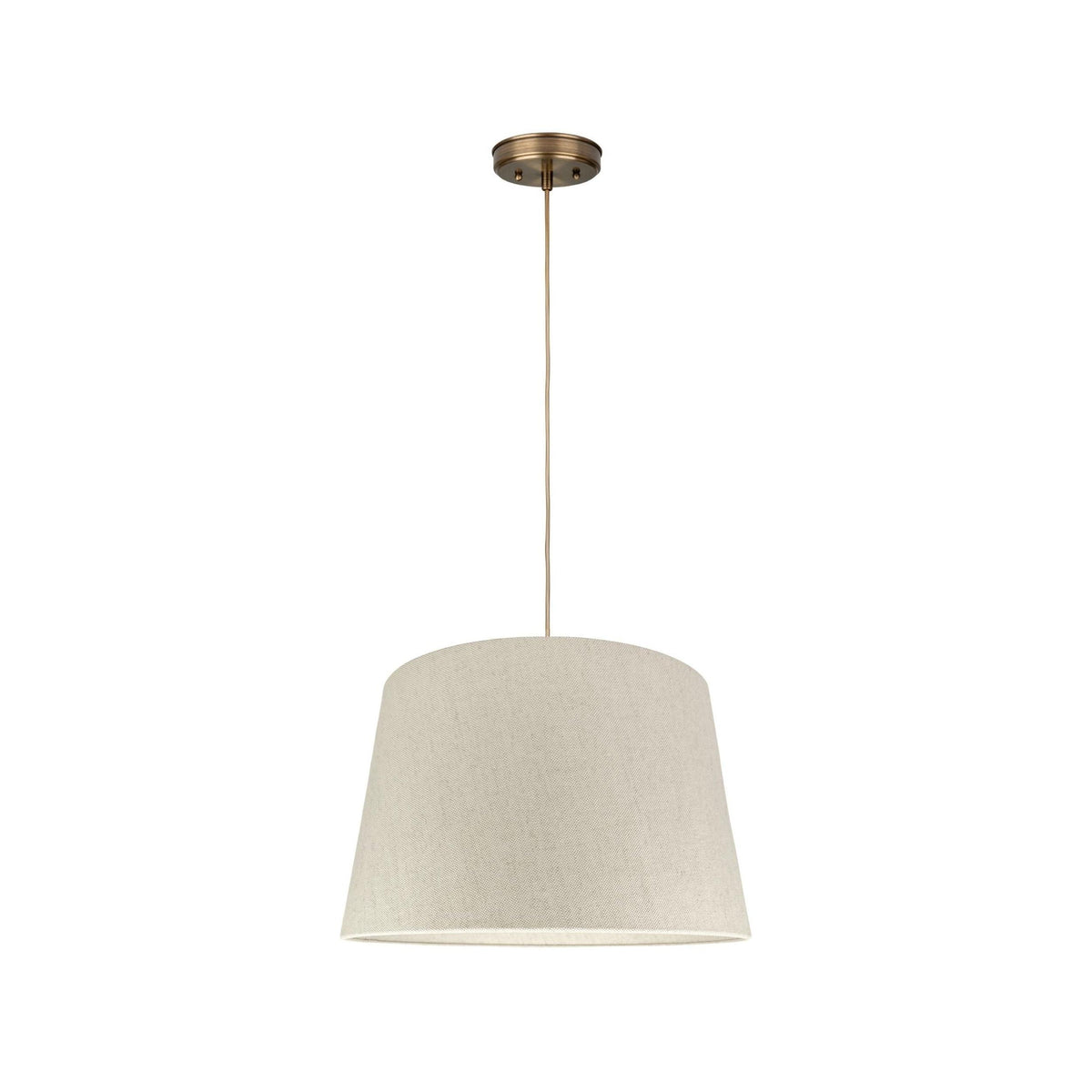 Lino Stożek – lampa wisząca z lnianym abażurem i mosiądzem Ø45