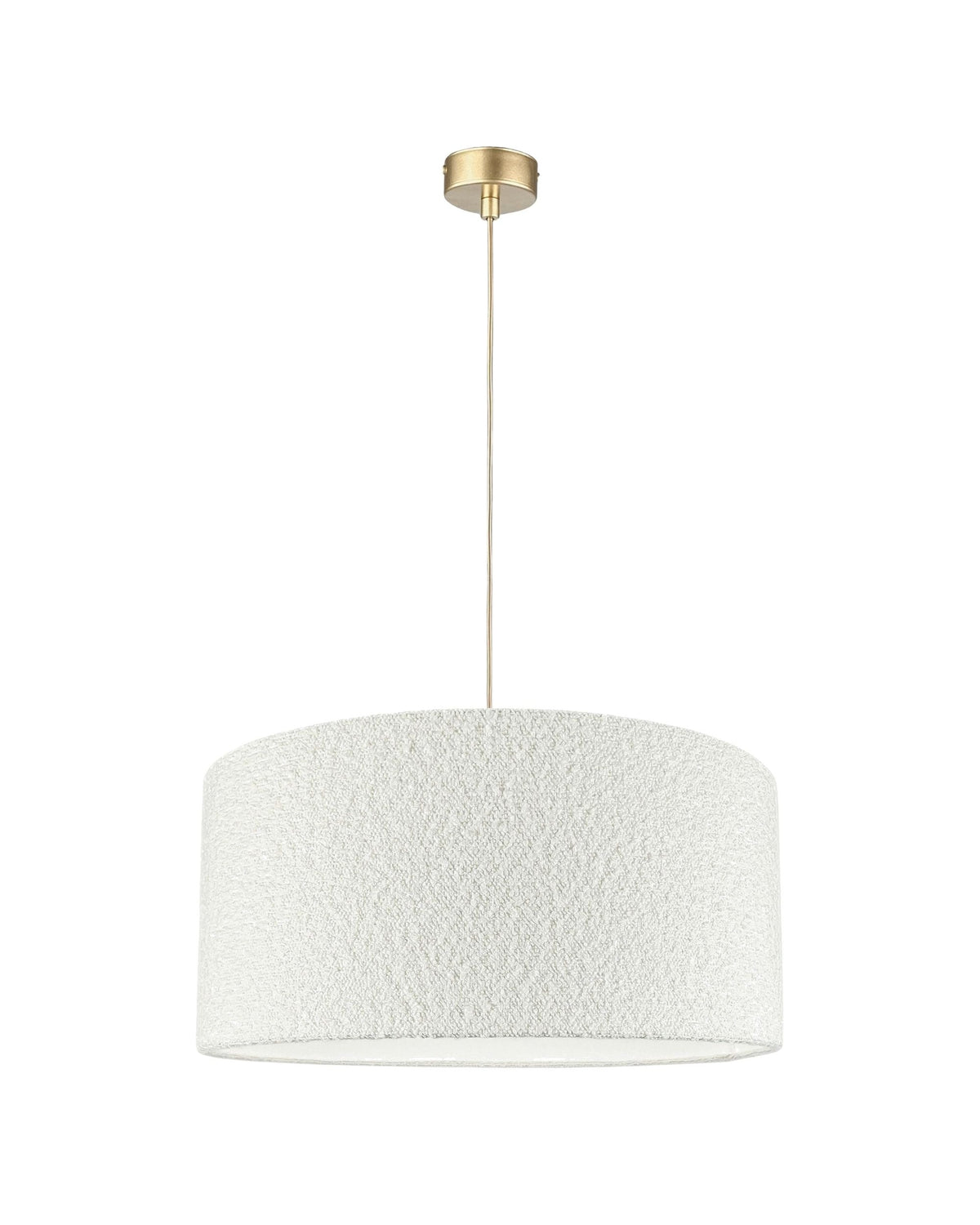 Nebia – lampa wisząca z abażurem z puszystej tkaniny bouclé