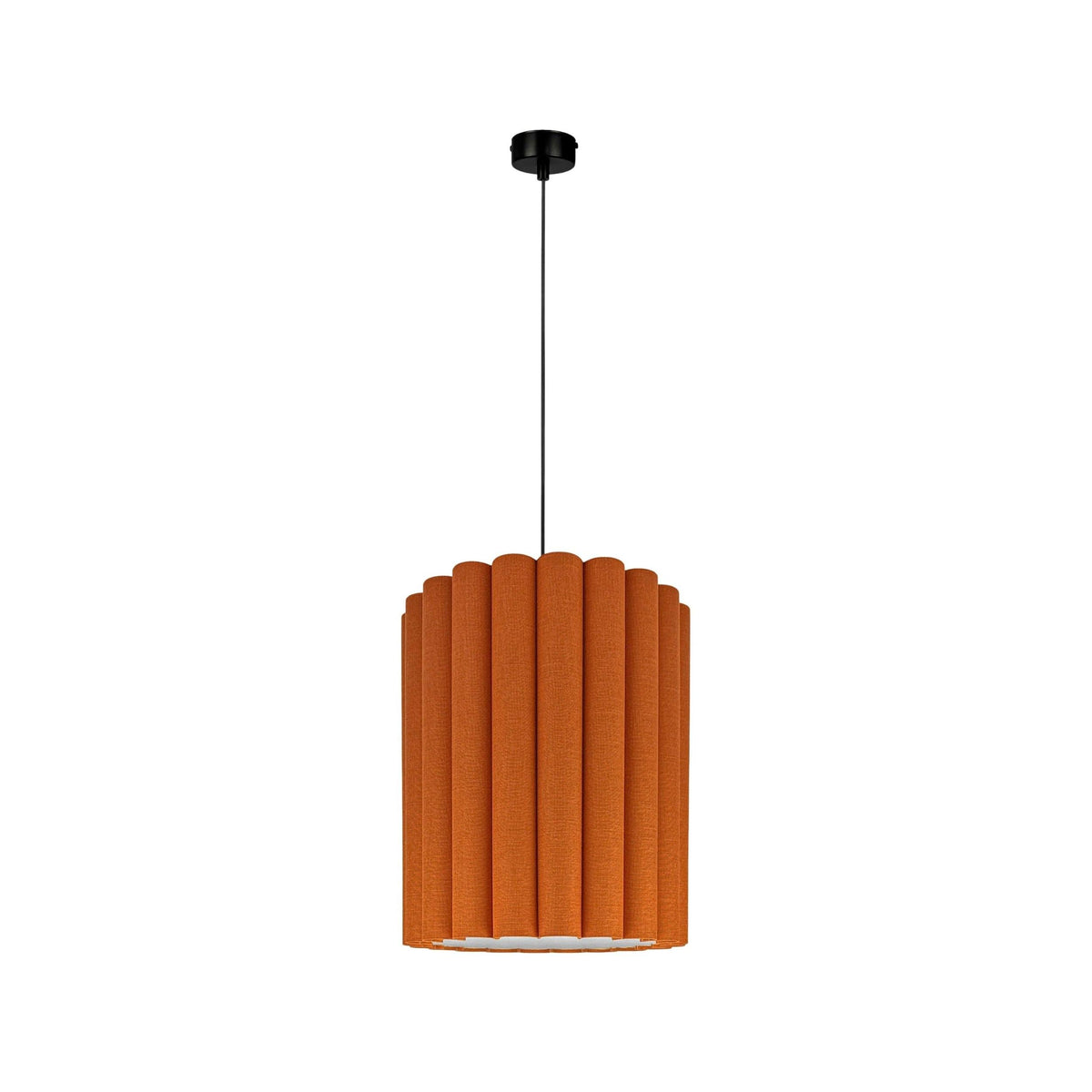 Onde I – lampa wisząca z pomarańczowego lnu o falowanych bokach Ø35