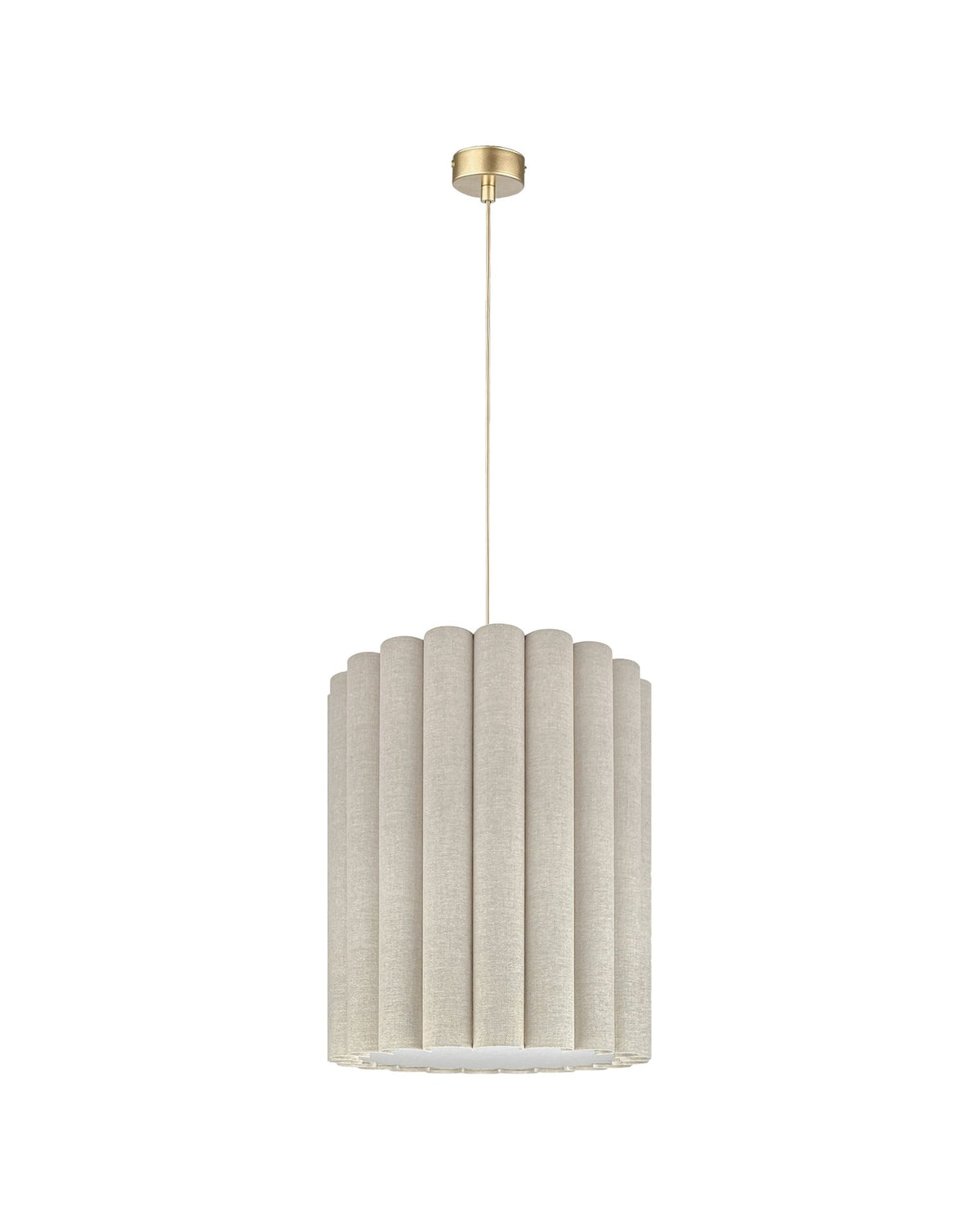 Onde I – lampa wisząca z naturalnego lnu o falowanych bokach Ø35