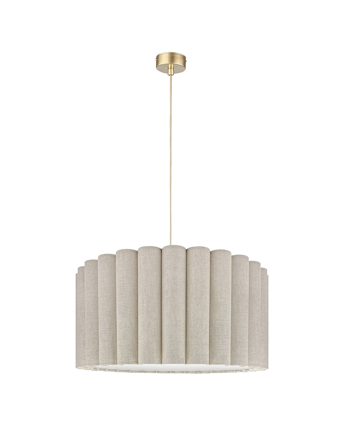 Onde II – lampa wisząca z naturalnego lnu o falowanych bokach Ø50