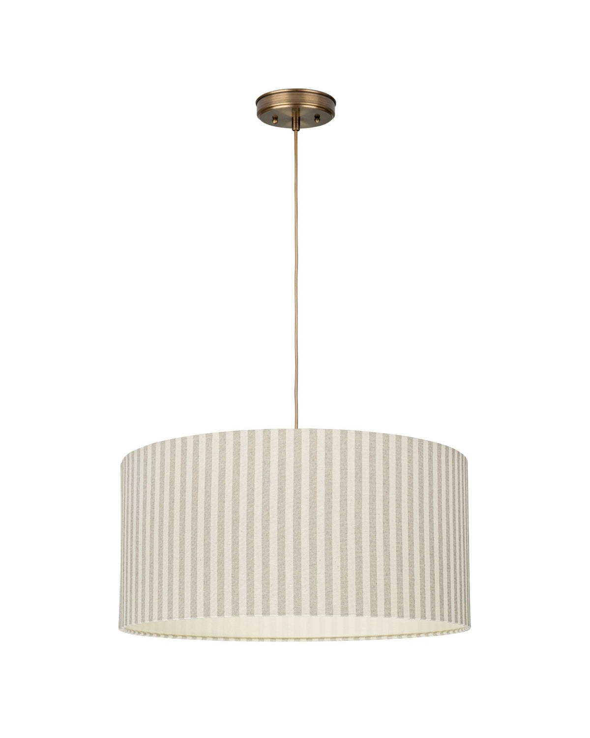 Sand Walec – lampa wisząca z abażurem w paski i mosiądzem Ø50