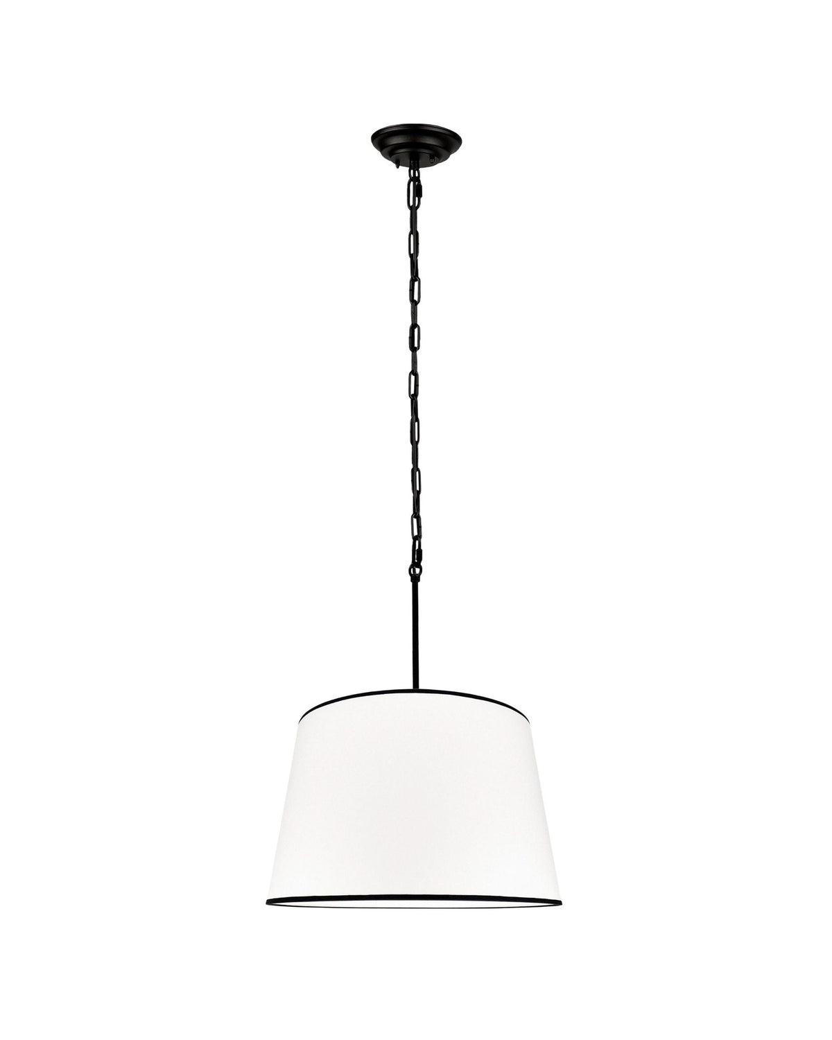 Silia Black I – stożkowa lampa wisząca z czarną lamówką na łańcuchu Ø45