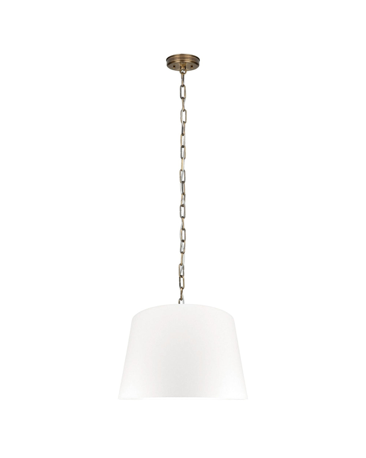 Silia – stożkowa lampa wisząca z białej bawełny na łańcuchu Ø45