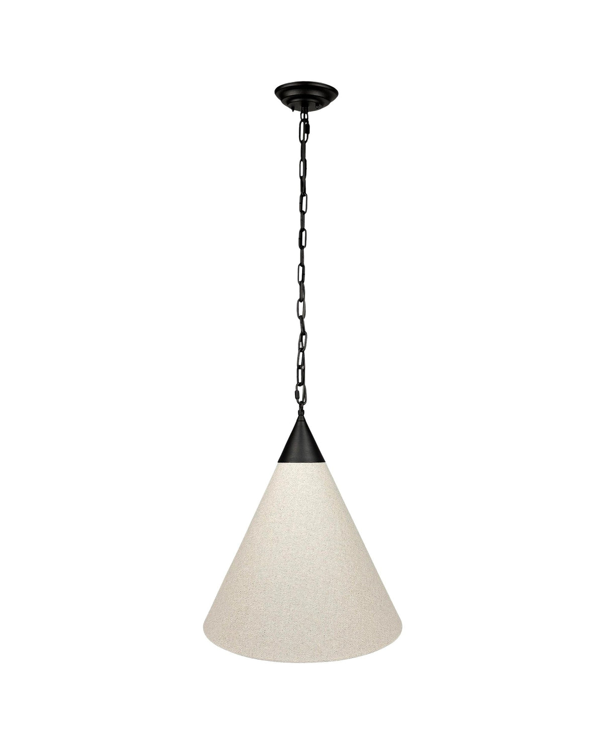 Tiara Black – stożkowa lampa wisząca z lnu na łańcuchu Ø40
