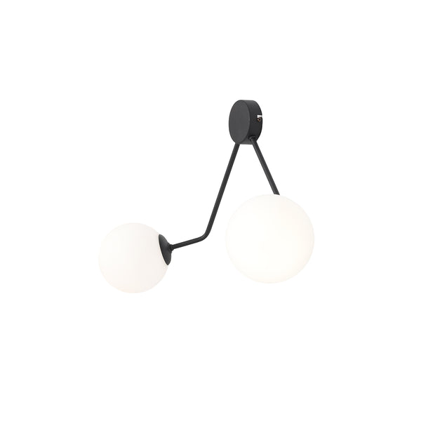 Czarna lampa ścienna - kinkiet, białe kule 2x14cm (E14) Aldex (Holm) 1082D1