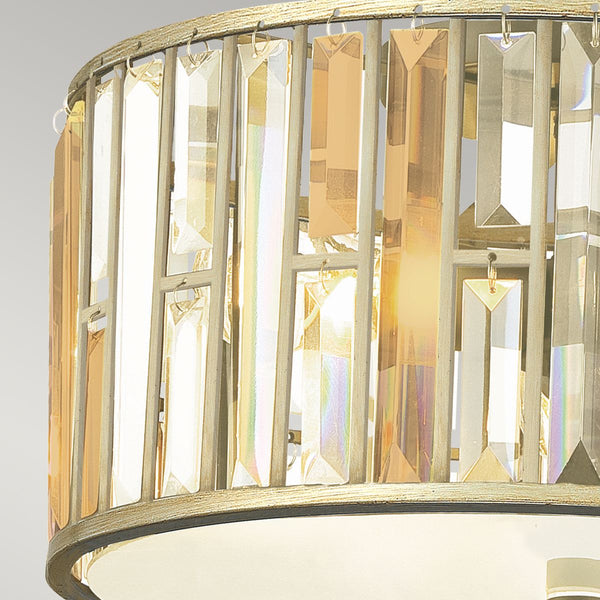Lampa sufitowa Gemma, pokryta płatkami srebra - Hinkley (złota, płatki srebra, bursztyn, kryształy) (3xE27)