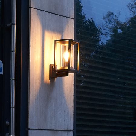 Nowoczesna czarna latarnia ogrodowa 27x14cm - lampa ścienna zewnętrzna, kinkiet (1x E27) SU-MA (Porto)
