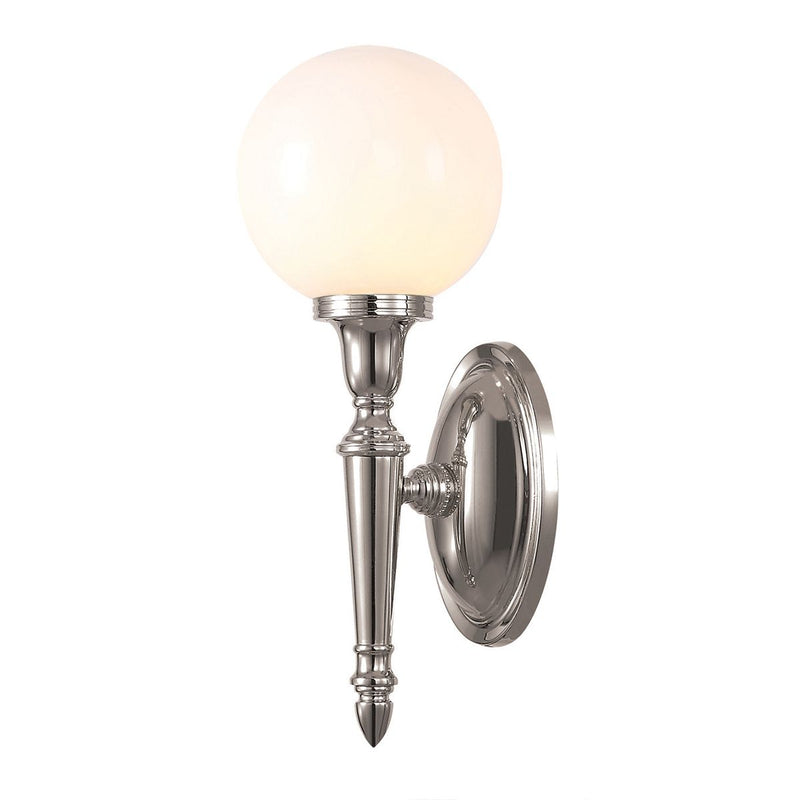 Lampa szklana Dryden / kinkiet do łazienki - kulka (chrom/mosiądz/nikiel) - Elstead (G9 1x4W)