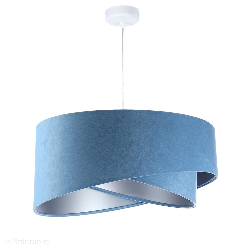 Abażur Alison - błękitna lampa wisząca welurowa do salonu