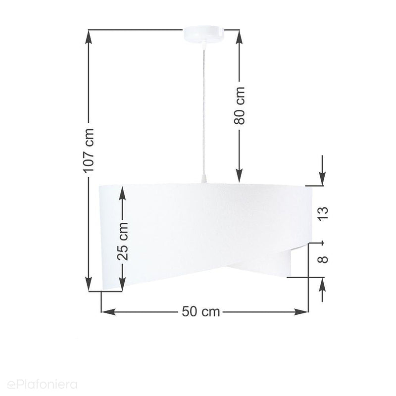 Abażur Daja - biała lampa wisząca welurowa, do sypialni, pokoju dziecka (asymetria - gwiazdki 1xE27) ręcznie robiona - ePlafoniera
