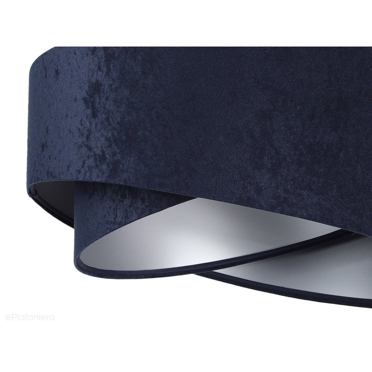 Abażur Lea - granatowa lampa wisząca welurowa, do salonu, sypialni (asymetria 1xE27) ręcznie wykonana - ePlafoniera