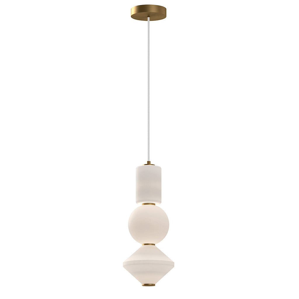 Bijou Gold – geometryczna lampa wisząca LED ze szkłem opalowym, postarzane złoto Ø20