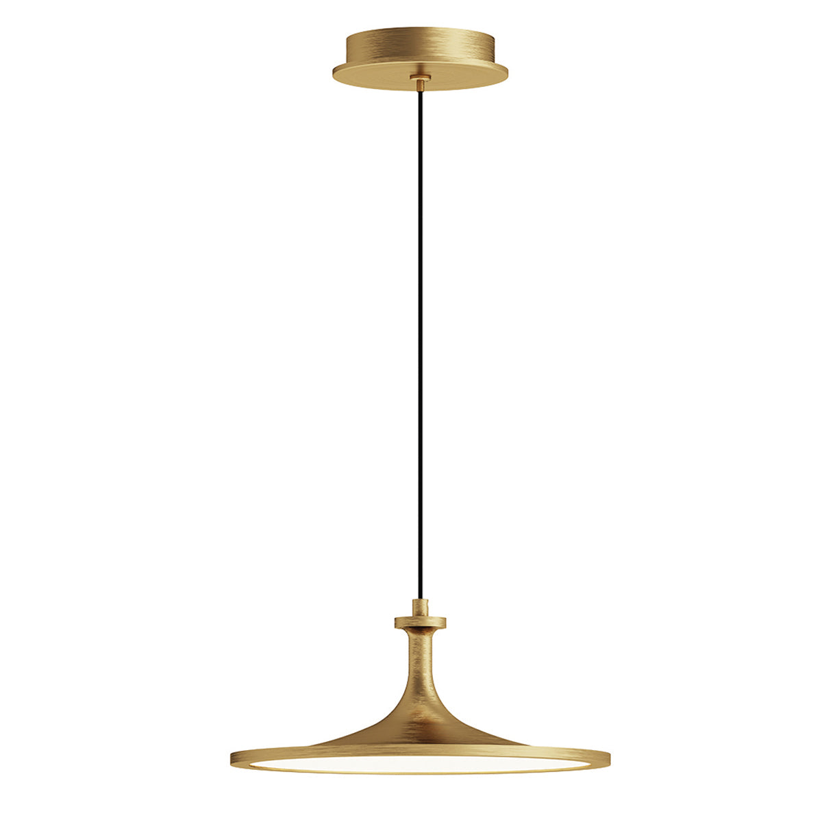 Issa Medium – talerzowa lampa wisząca LED, szczotkowane złoto Ø31