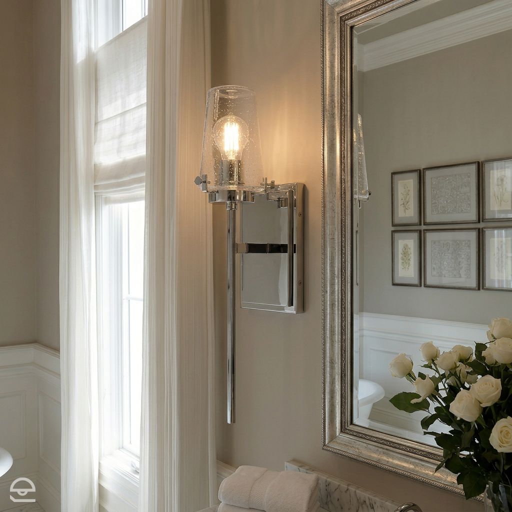 Alton Chrome IP44 – kinkiet łazienkowy ze szklanym kloszem