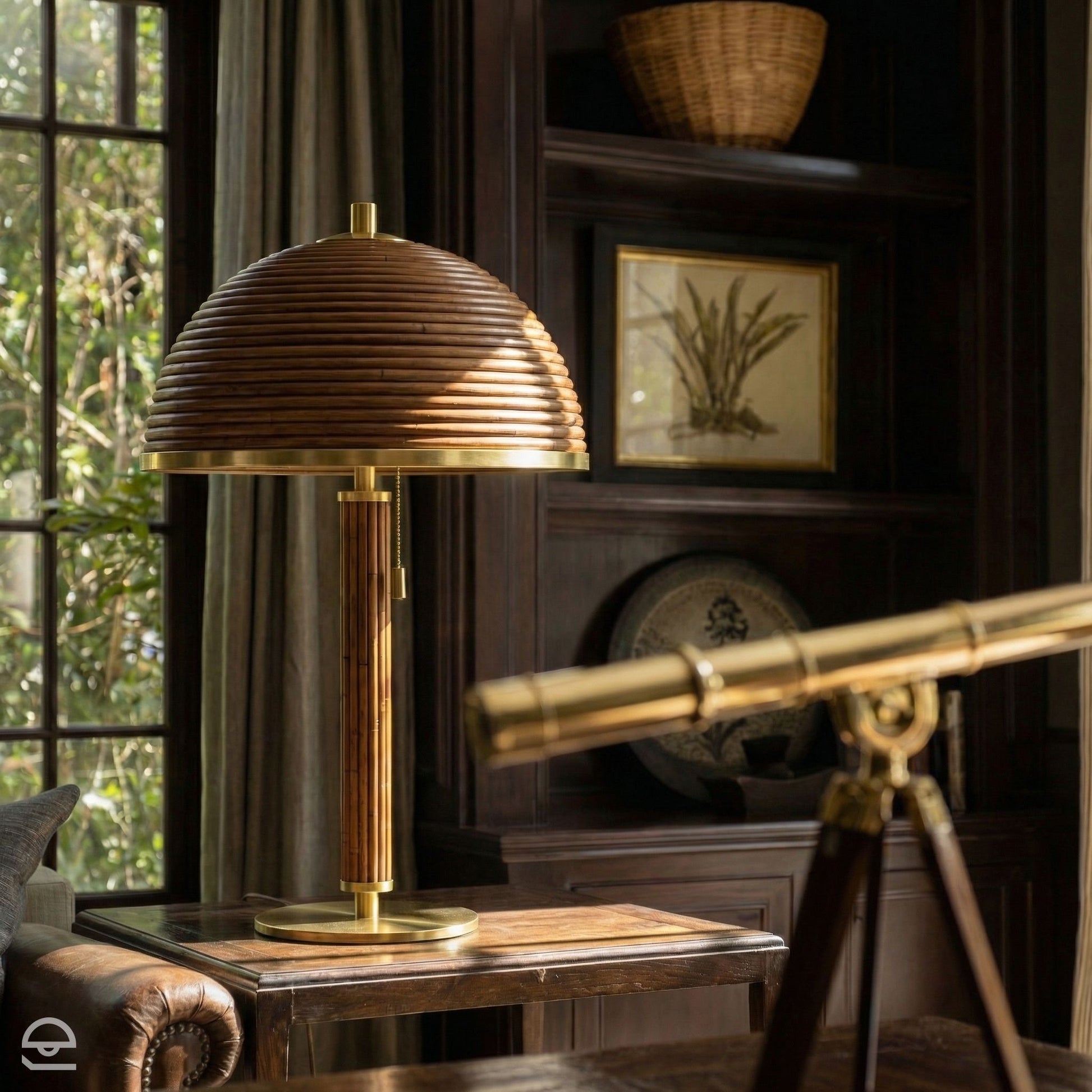 Annette – lampa stołowa z naturalnego bambusa i mosiądzu