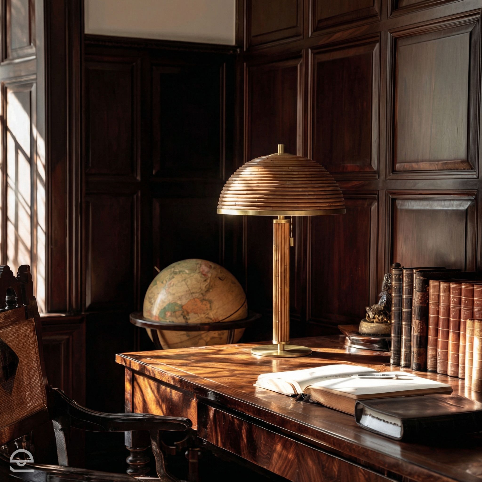 Annette – lampa stołowa z naturalnego bambusa i mosiądzu