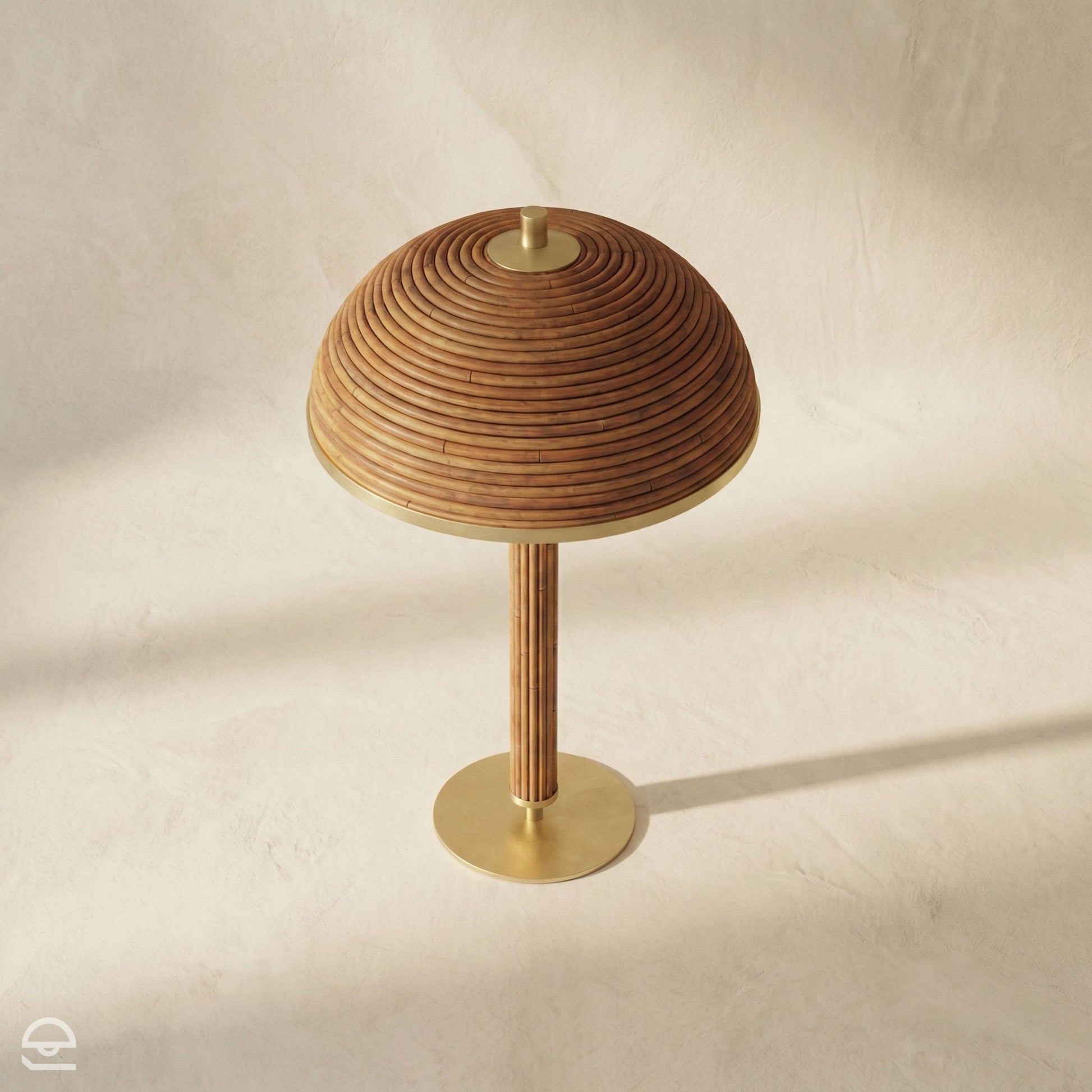 Annette – lampa stołowa z naturalnego bambusa i mosiądzu