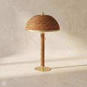 Annette – lampa stołowa z naturalnego bambusa i mosiądzu