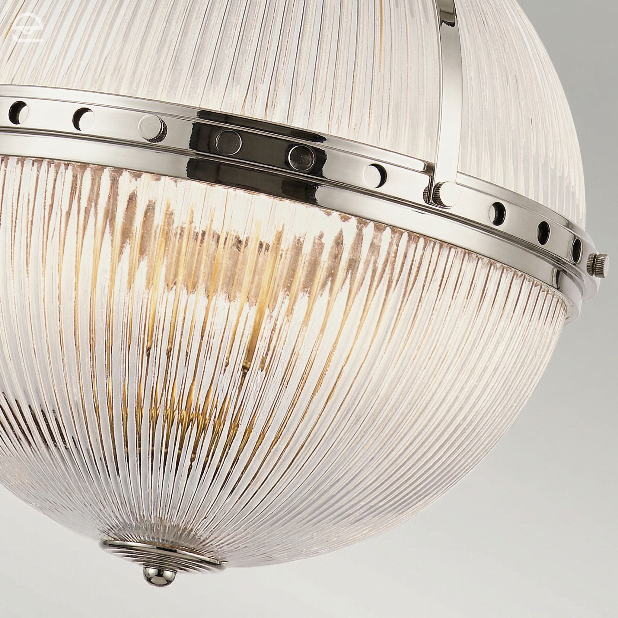 Aster – lampa wisząca ryflowana kula, polerowany nikiel Ø38