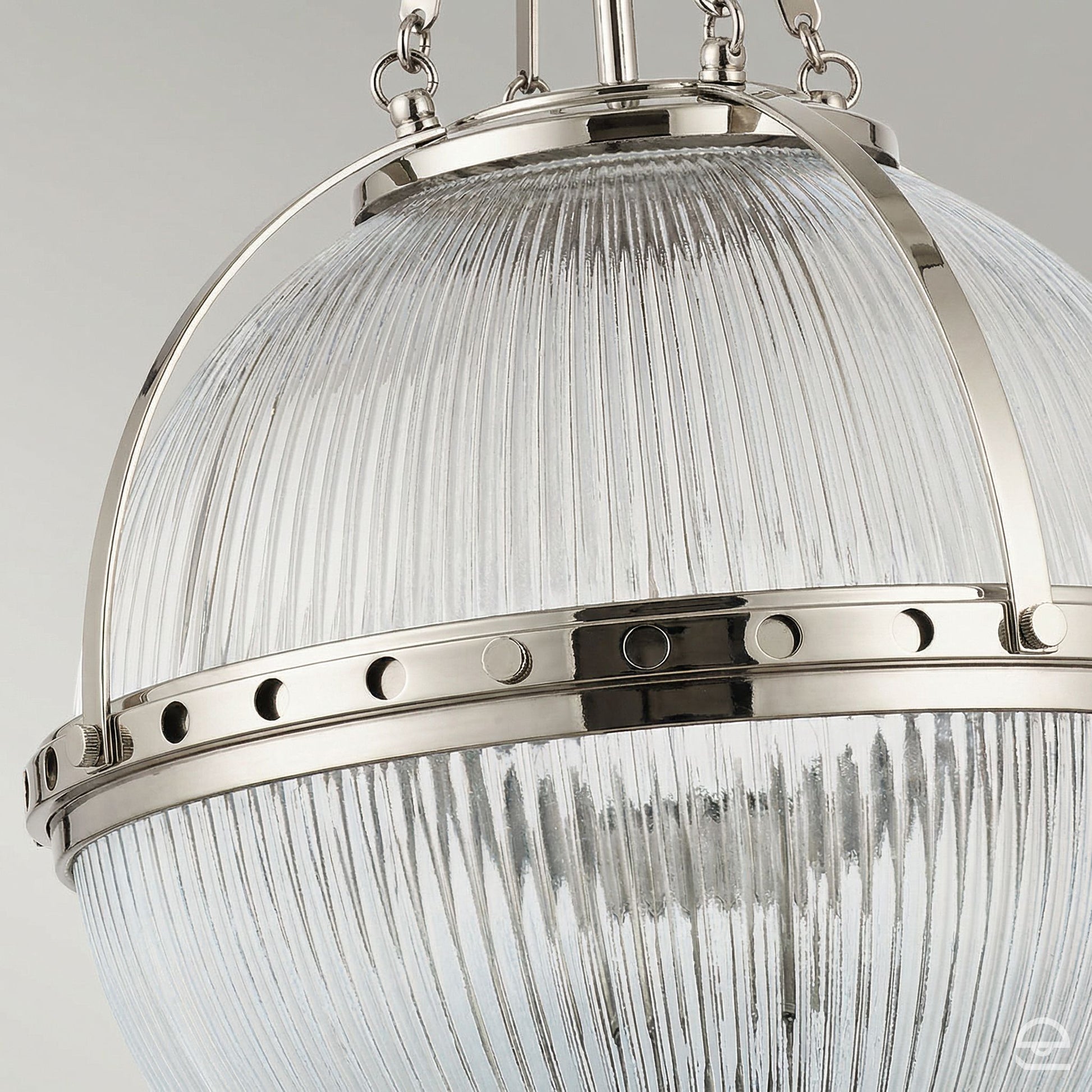 Aster – lampa wisząca ryflowana kula, polerowany nikiel Ø38