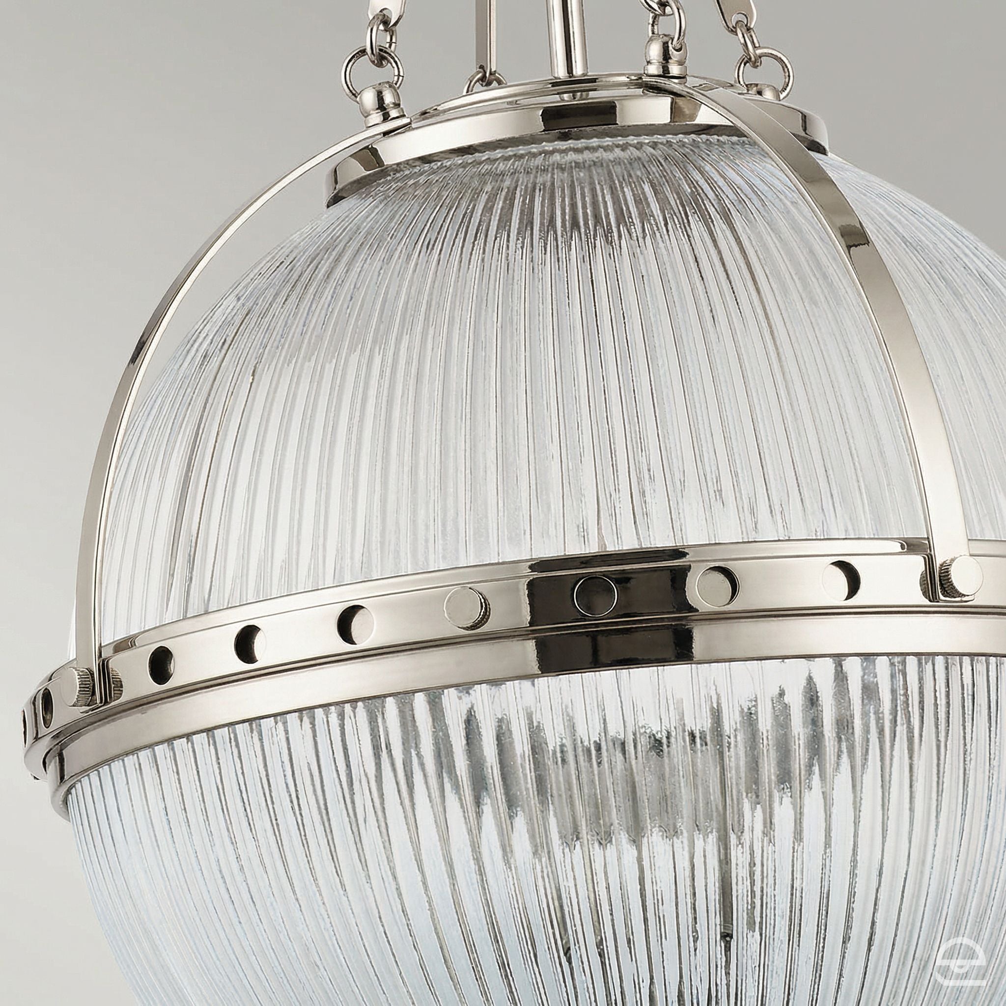 Aster – lampa wisząca ryflowana kula, polerowany nikiel Ø38