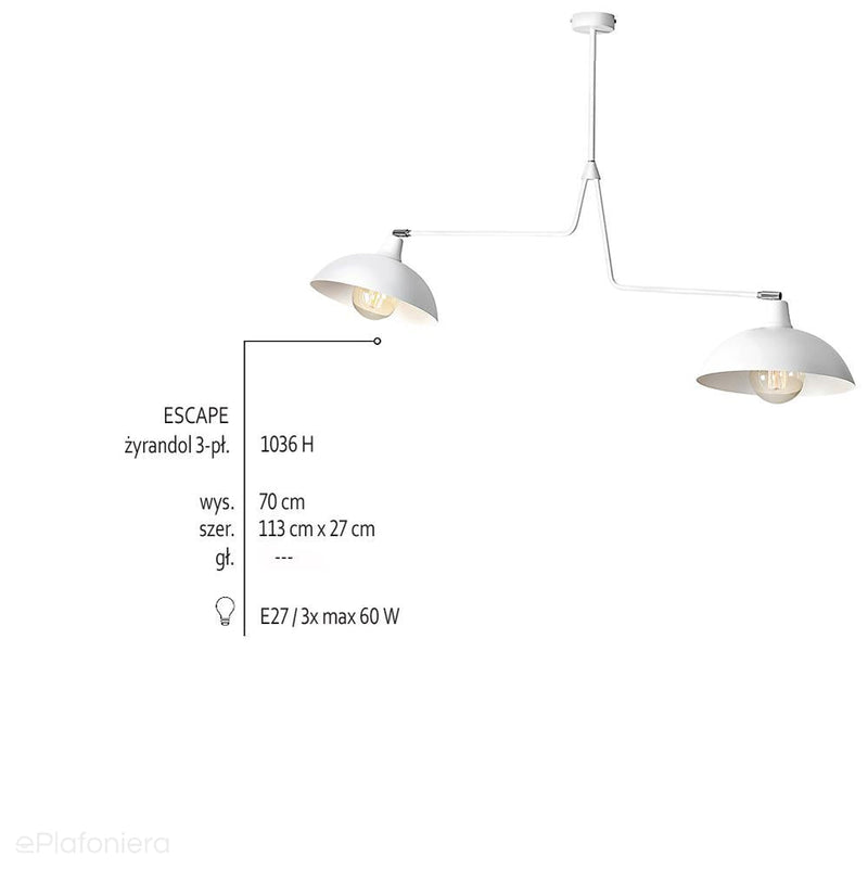 Biała industrialna - loftowa lampa wisząca (żyrandol 2xE27) Aldex (Espace) 1036H - ePlafoniera