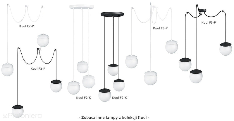 Biała kula Kuul F 15 cm - czarna lampa wisząca do salonu, sypialni i kuchni Ummo