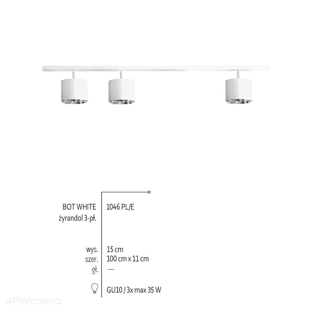 Biała lampa - spot sufitowa, plafon 2+1 (regulowana, ustawna 3xGU10) Aldex (Bot)1046PL/E - ePlafoniera