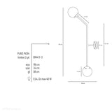 Biała lampa do salonu, mleczne kule na rurce (pionowy kinkiet 2xE14) Aldex (Pure) 1064D2