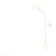 Biała lampa do salonu, mleczne kule na rurce (pionowy kinkiet 2xE14) Aldex (Pure) 1064D2