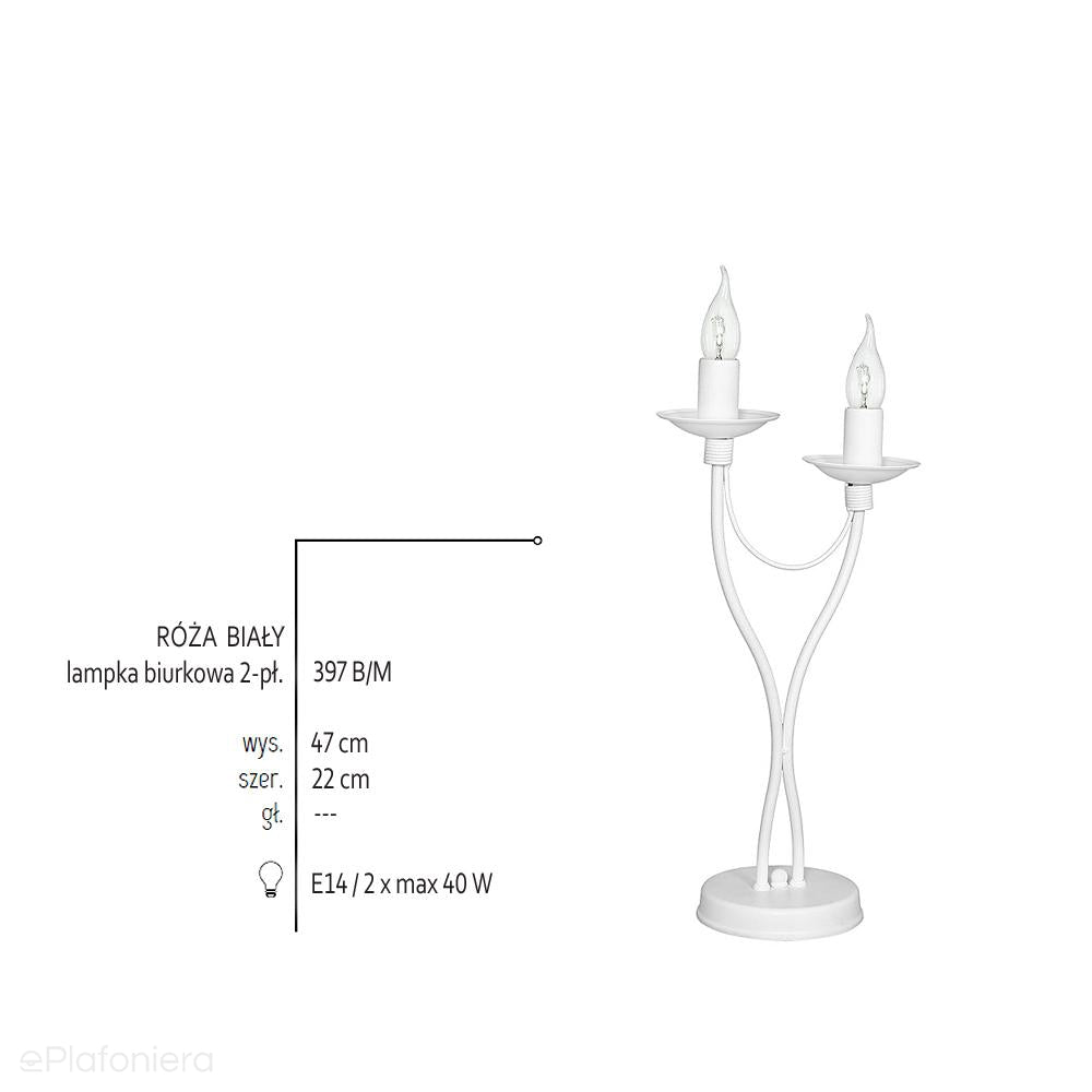 Biała lampa stojąca - świecznik, biurkowa 2xE14, Aldex (Róża) 397B/M - ePlafoniera