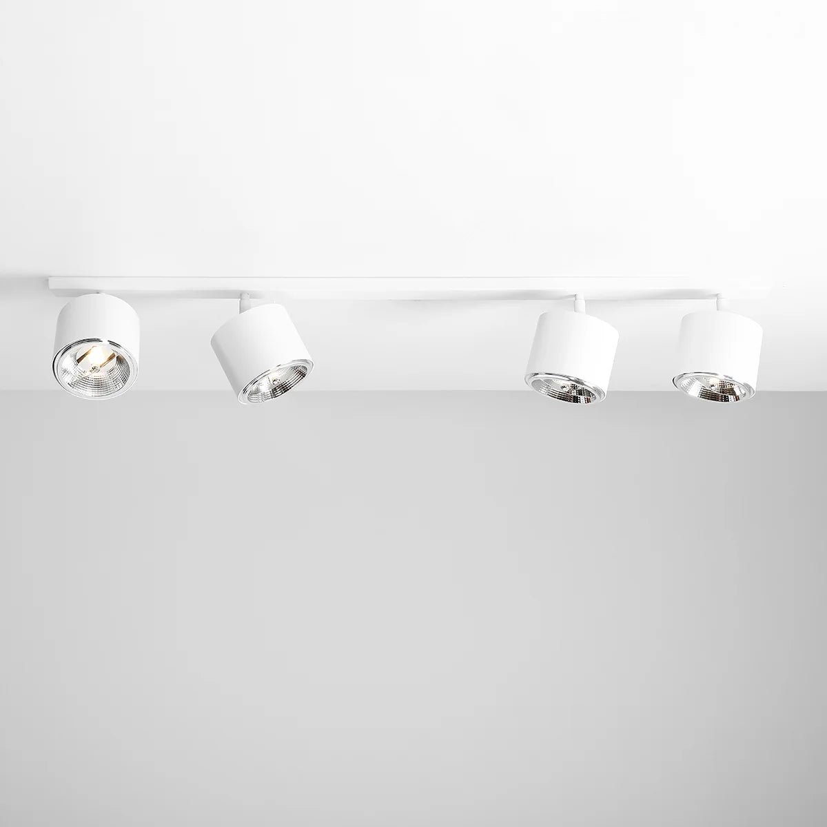 Biała lampa sufitowa na listwie Bot - Aldex plafon 2+2 (regulowana, ustawna 4xAR111) 1046PL/L1