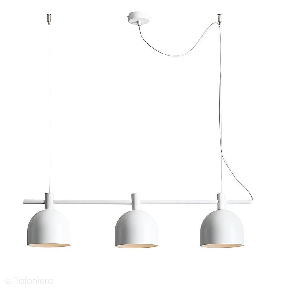 Biała lampa wisząca industrialna, vintage do salonu (żyrandol na listwie 3xE27) Aldex (beryl) 976E