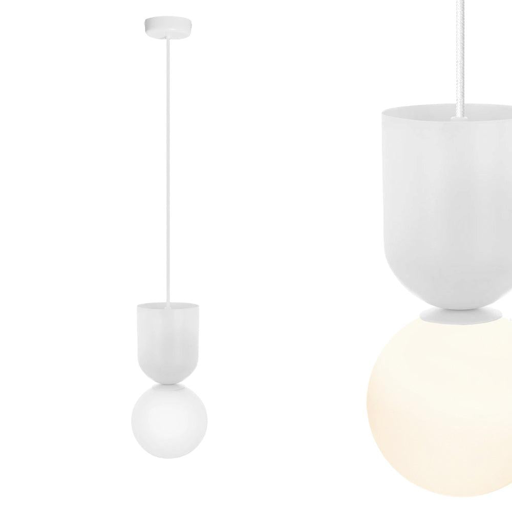 Biała metalowa lampa wisząca do salonu i sypialni Luoti - Ummo