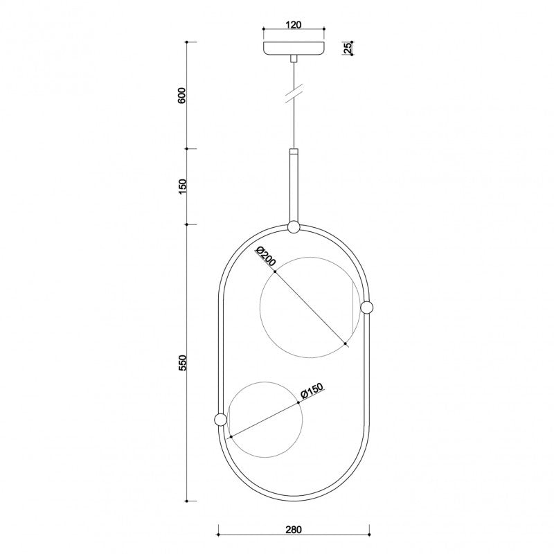 Biała ramka (kule 20/15cm) lampa wisząca - Koban C, Ummo