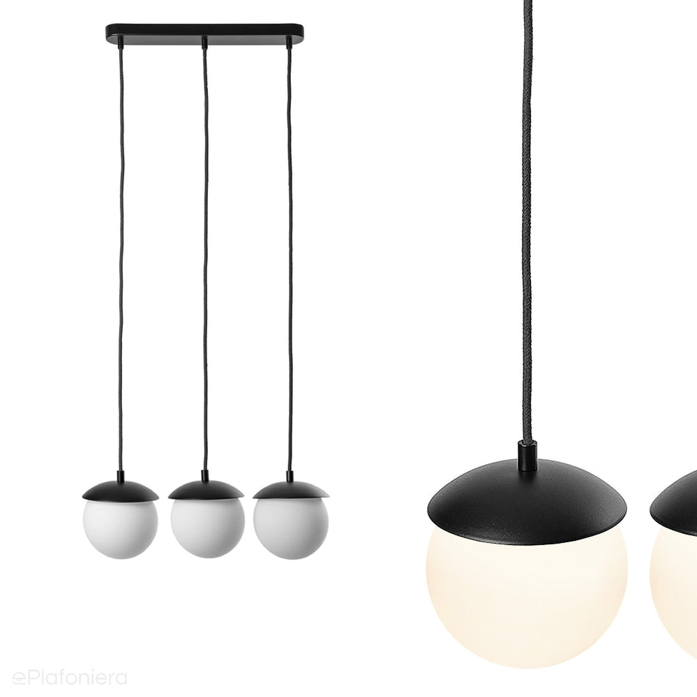 Białe kule na listwie, lampa wisząca do kuchni i jadalni Kuul A-L Ummo
