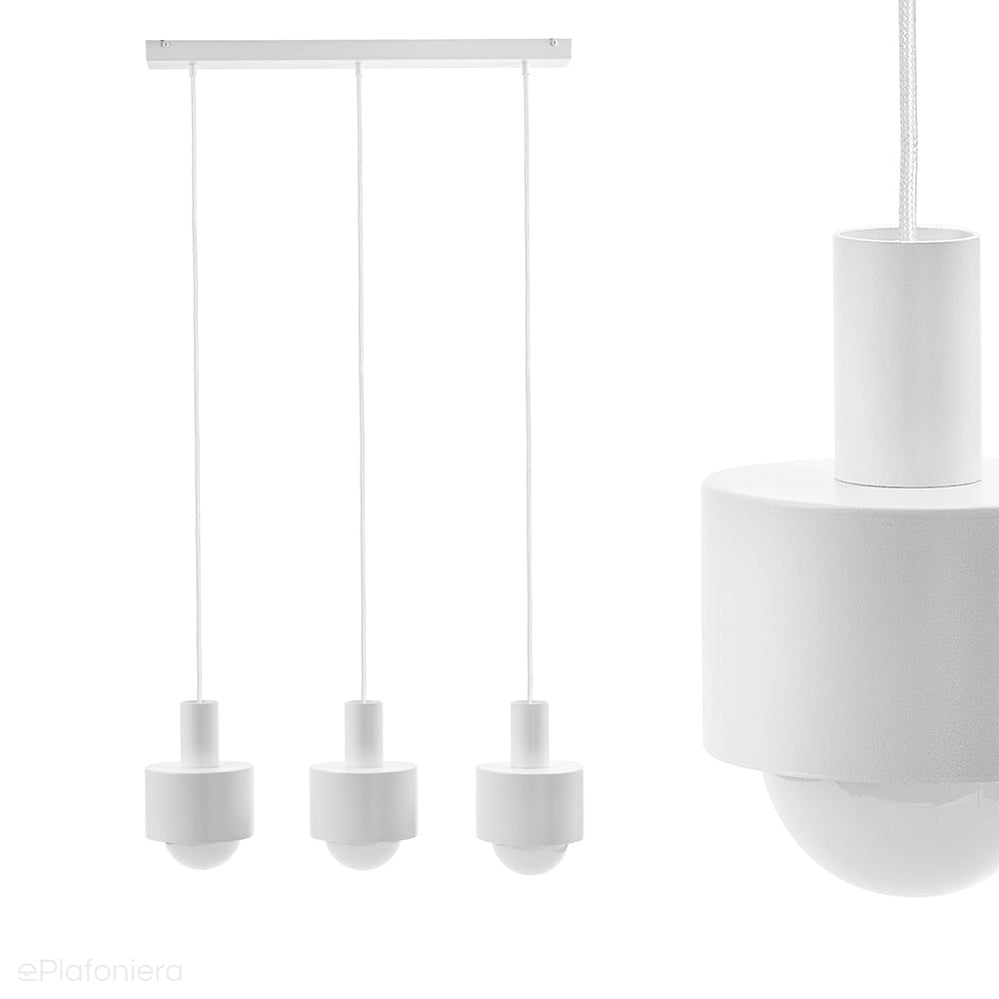 Biały nowoczesny żyrandol do kuchni i jadalni - lampa wisząca Enkel 3, Ummo