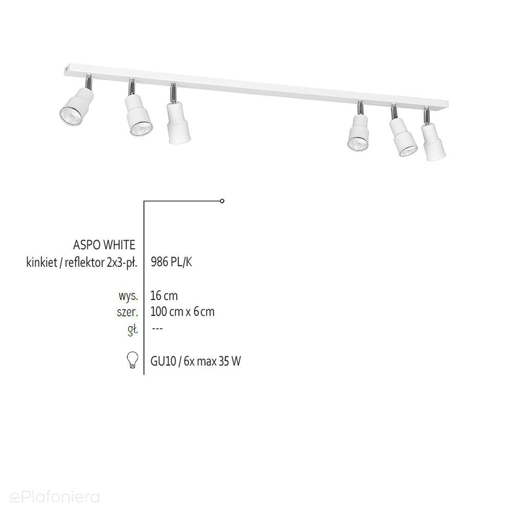 Biały reflektor sufitowy spot na listwie 100cm (2x3 GU10), Aldex (Aspo) 986PL/K - ePlafoniera