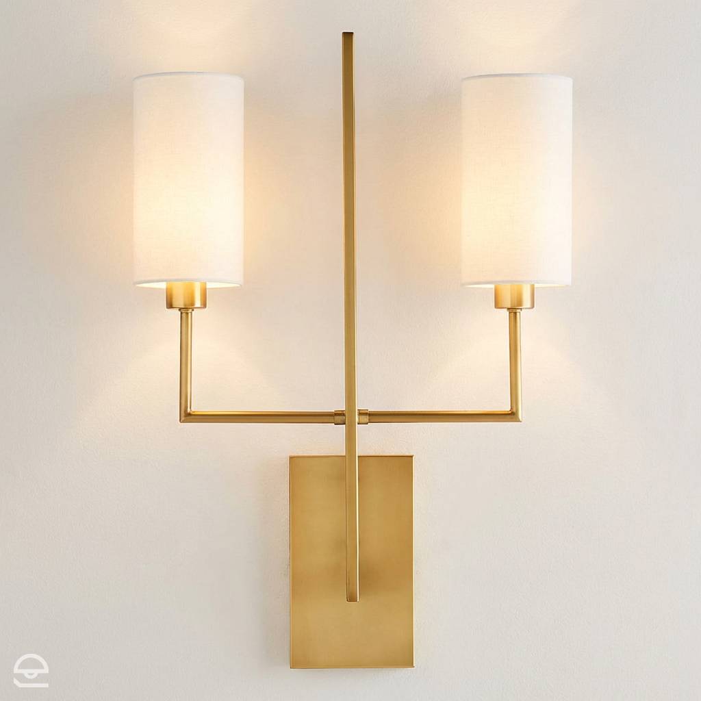 Blade – podwójny kinkiet z lnu, antyczny mosiądz