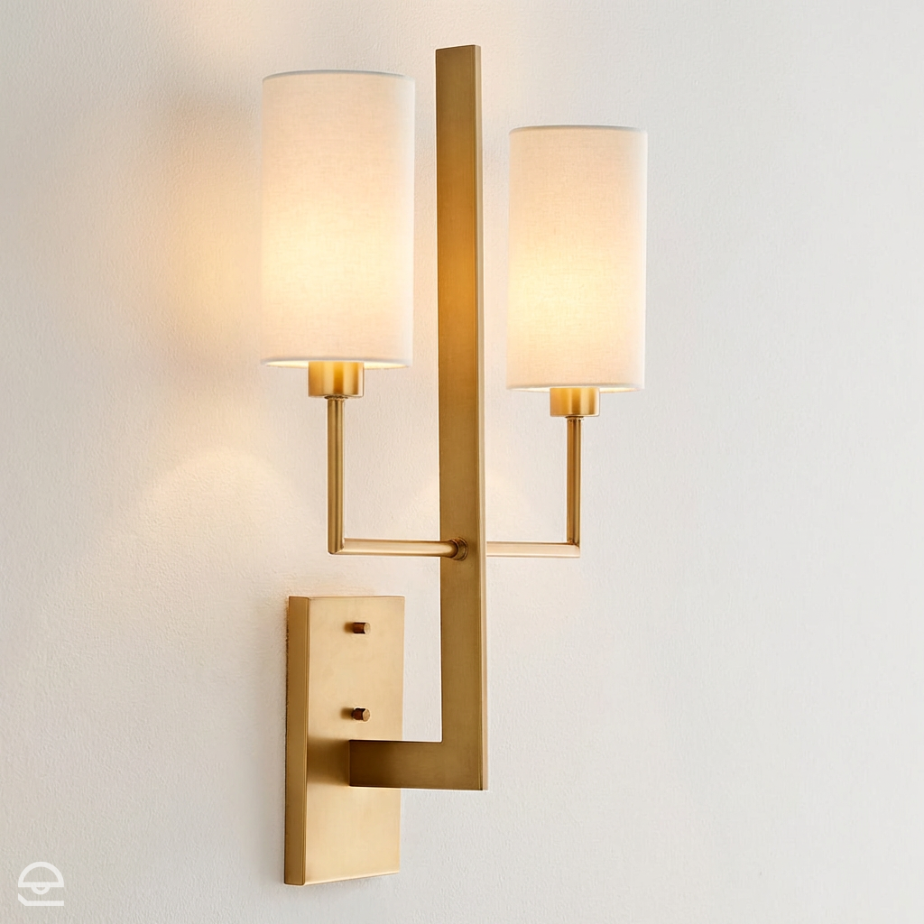 Blade – podwójny kinkiet z lnu, antyczny mosiądz