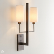 Blade – podwójny kinkiet z lnu i metalu, postarzany brąz