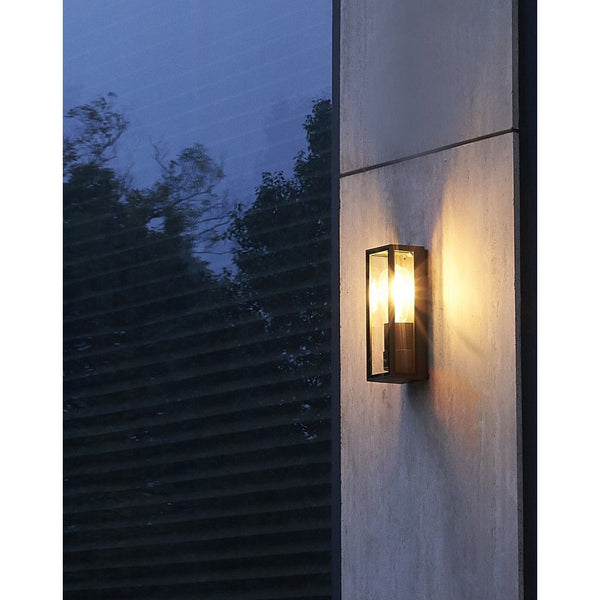 Nowoczesna czarna latarnia ogrodowa 26x9cm - lampa ścienna zewnętrzna, kinkiet (1x E27) SU-MA (Porto)