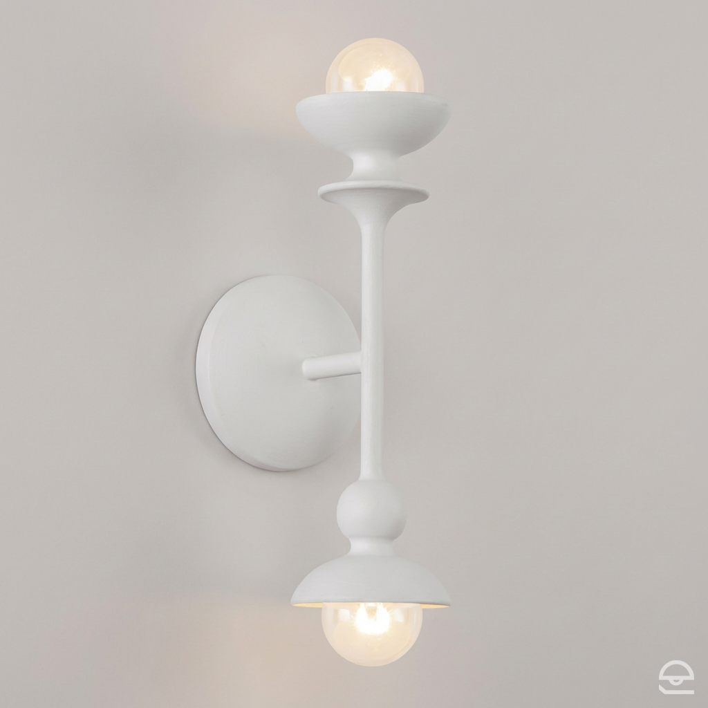 Cadence – kinkiet w antycznej bieli o instalacyjnej formie (2 źródła światła)