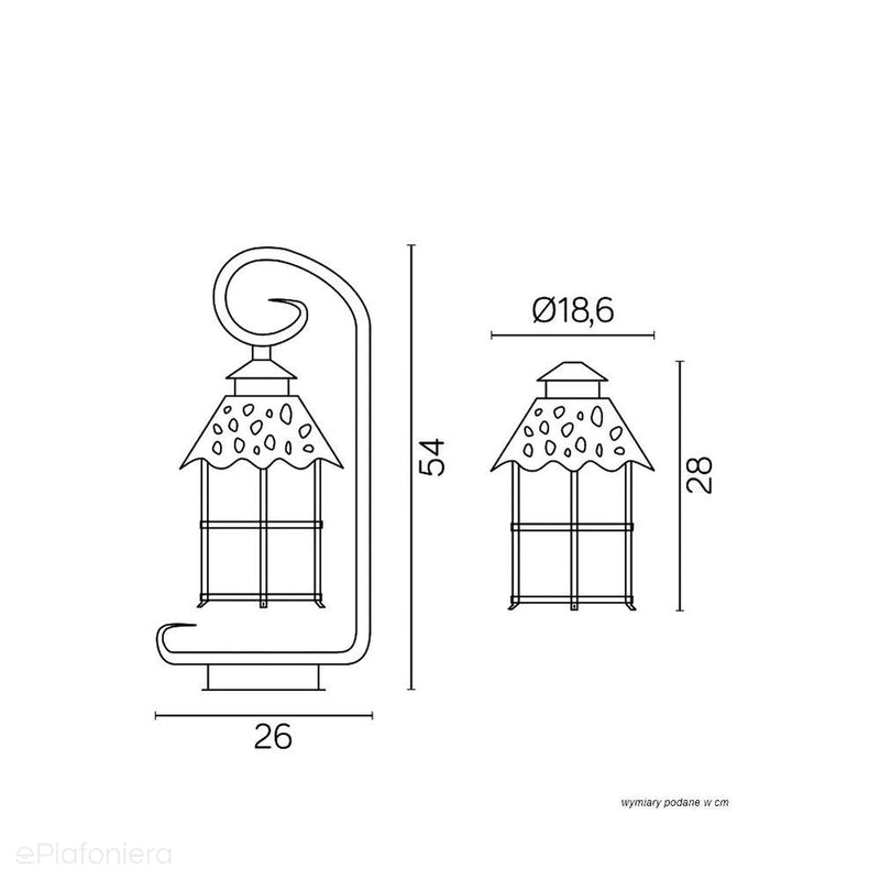 Czarna klasyczna latarnia ogrodowa - lampa zewnętrzna stojąca 54cm (1x E27) SU-MA (Toledo)