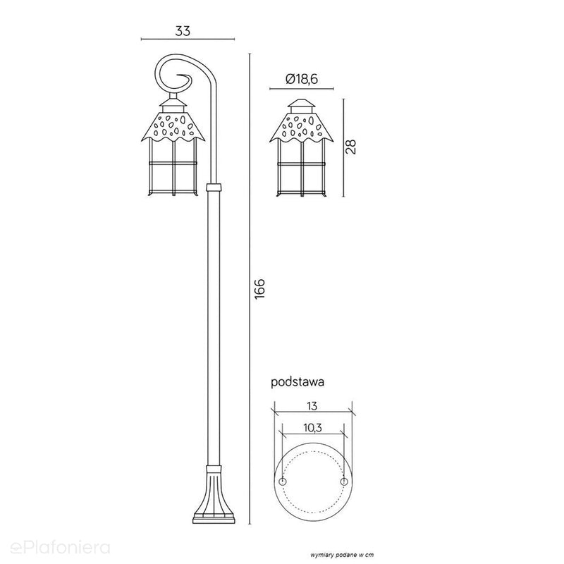 Czarna klasyczna latarnia ogrodowa - lampa zewnętrzna stojąca 86/116/166cm (1x E27) SU-MA (Toledo)