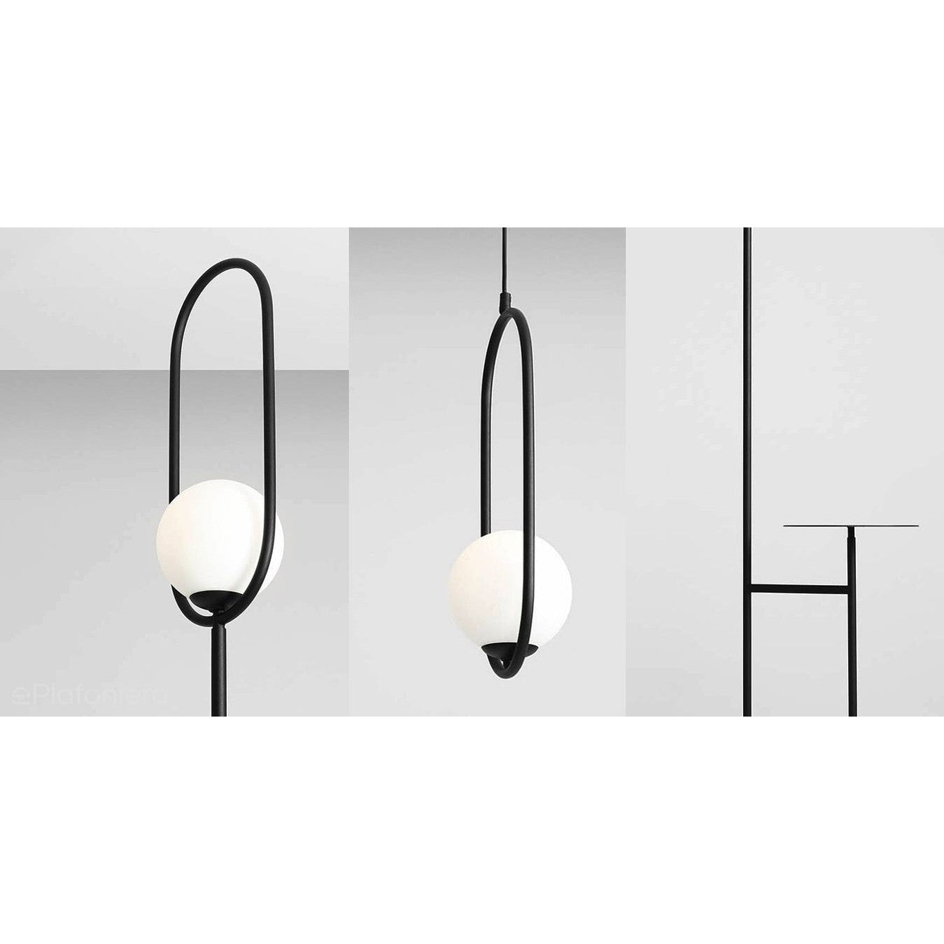 Czarna lampa - biała kula 14cm, kinkiet do salonu sypialni (E14) Aldex (Riva) 1086C1