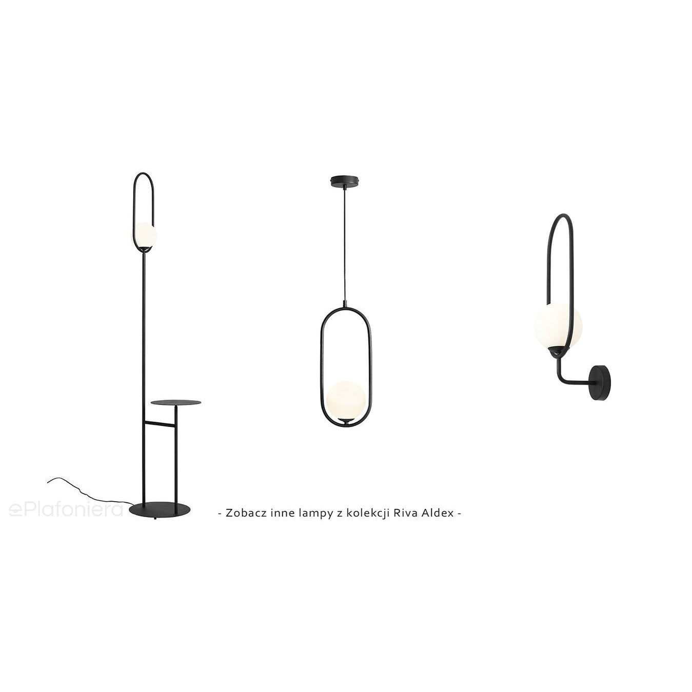 Czarna lampa - biała kula 14cm, kinkiet do salonu sypialni (E14) Aldex (Riva) 1086C1